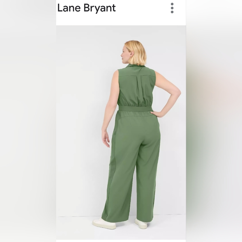 LIVI BY LANE BRYANT SIZE 18 ELEGANT Y BEAUTIFUL SLEEVELESS GREEN  JUMPSUIT - Picture 2 of 16